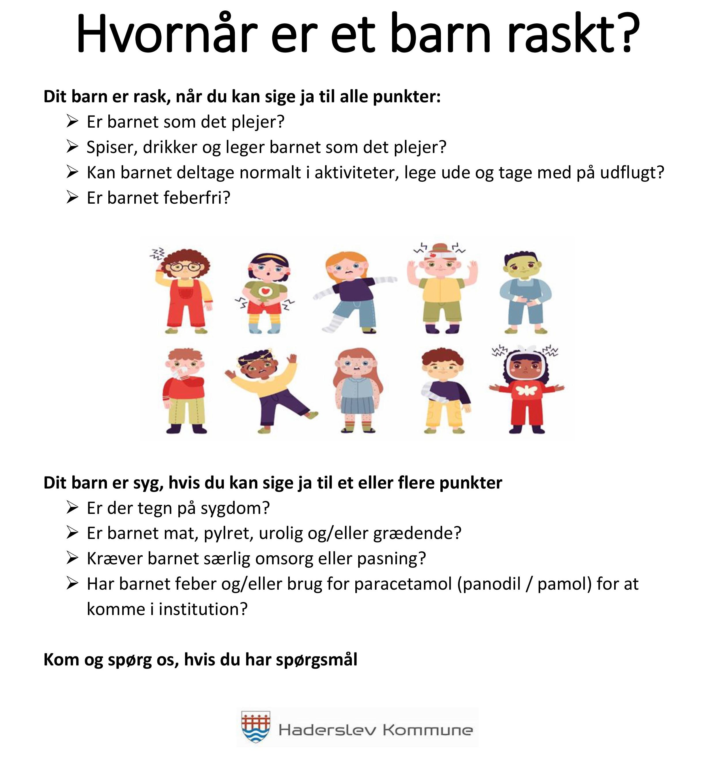 Plakat - hvornår er dit barn rask